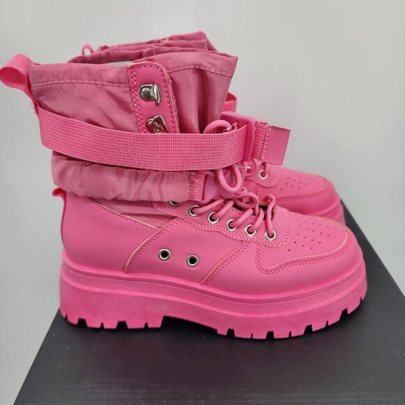 AZALEA WANG Peachy Pink High Top Sneakers Combat Boots Size 7 NWT - Picture 6 of 13